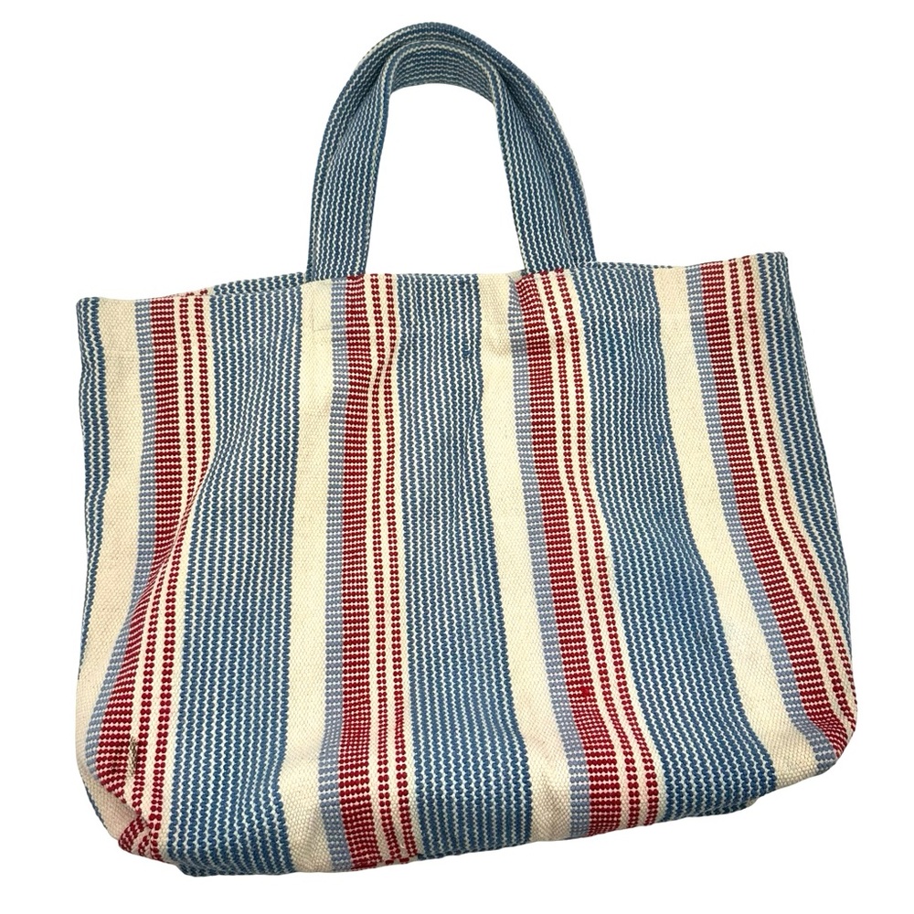 J.JILL women's travel beach striped tote bag - cotton LARGE - Picture 1 of 8